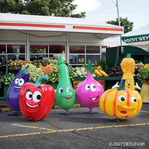 Sculptures de fruits et légumes de dessins animés-Ensemble ludique en fibre de verre pour cafés et salles de jeux pour enfants - Product Image 5