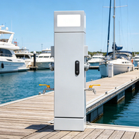 Prise d'alimentation et d'eau robuste pour marina 16A IP66/IP67 avec robinet antigel en acier inoxydable 304/316 pour yacht, bateau, quai, camping-car et usage extérieur