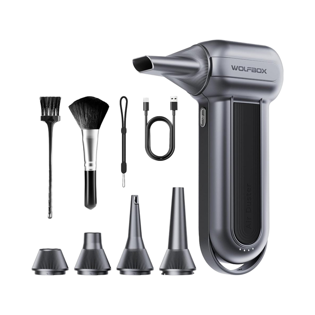 WOLFBOX MF100 Electric Air Duster 150000RPM Super Power Cordless Rechargeable Blower Brushless Motor 3-Gear Adjustable Dust