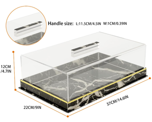 Rechthoek Helder Marmer Lucite Cake Vitrines Acryl Dienblad Met Deksel - Product Image 5