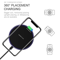 Chargeur sans fil portable ultra-fin 15W rond avec anneau lumineux LED, charge rapide, chargeur sans fil universel pour tous les smartphones