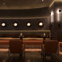 Ensemble de meubles de bar haut de gamme Sundo, style industriel moderne, avec éclairage LED, comptoir de bar commercial sur mesure, canapé, design en bois sur mesure