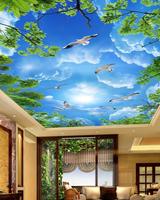 Papier peint panoramique 3d motif ciel, tapisserie décorative sur mesure pour plafond
