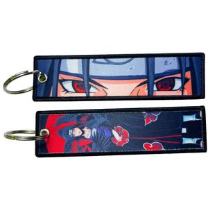 <b>Custom</b> Logo Woven Label Keychain Double Sided Japanese Cartoon Fabric Anime Jet Tag Car Flight <b>Key</b> Ring Chain for Girl - Product Image 2