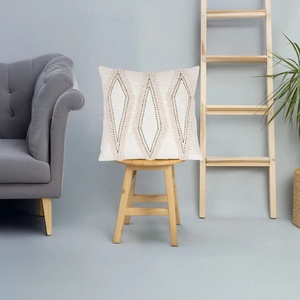 Tufted Geometric Cushion <b>Cover</b> Decorative <b>Throw</b> Pillow <b>Cover</b> Lace Trim Look <b>Sofa</b> Hotel Home Decor - Product Image 1