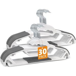 30 Pack <b>Plastic</b> Clothes Hangers Non-Slip Slim Hangers Heavy Duty Space Saving Hangers - Product Image 1