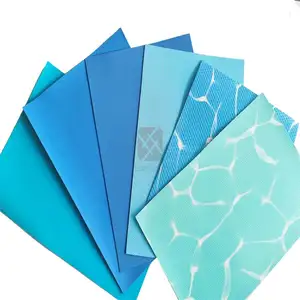 Revêtement de piscine en PVC couleur bleue unie, 1 pièce, feuille d'aluminium, vinyle, océan, vente en gros
