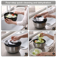 Essoreuse à salade en acier inoxydable écologique pour la cuisine, avec bouton d'arrêt, pour laver les légumes et les fruits, compatible lave-vaisselle, ustensiles à salade