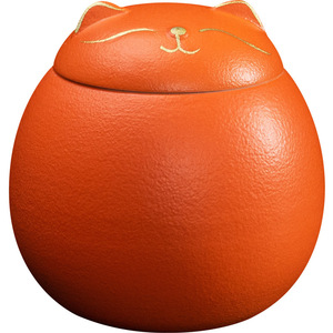 Boîte à thé en céramique mate en forme de chat mignon avec détails dorés, petit pot de rangement hermétique pour thé en vrac et épices - Product Image 6