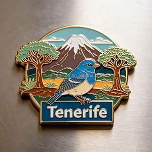 Imán de recuerdo personalizado de la Isla de Tenerife, Monte Teide, Volcán, en plata antigua, con lagarto 3D de metal, para nevera - Product Image 3