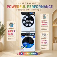 LGS Quality HUAZOS Front Loading Washing Machine Stack Kit 15KG Washer+15KG Dryer Dark Grey Support ECO Drive Dynamic Clean