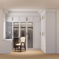 Armoire BOWEIYA de style français, luxueuse, laquée, de la plinthe au plafond, 3 tiroirs, 5 étagères, moderne, sur mesure, en bois massif, pour chambre à coucher