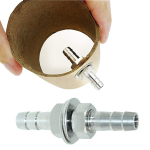 Raccord hexagonal double extrémité Jiax en acier inoxydable 1/4 po pour tuyau d'eau et d'air, insertion filetée droite - Product Image 2