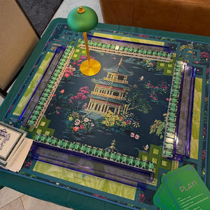 <span class=keywords><strong>Tapis</strong></span> de Mahjong Chinoiserie Blue Garden Pavilion 31,5"x31,5" (80x80mm) <span class=keywords><strong>Tapis</strong></span> de Table de Mahjong Américain Motif Pont de Fleurs - Product Image 5