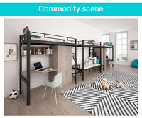 Lit superposé en métal avec bureau, design scolaire 2023, pour chambre d'adulte, mobilier de chambre à coucher, auvent, dortoir/hôtel/auberge, moderne RWS26
