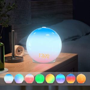 Wake Up Light Sunrise Alarm <b>Clock</b> Round Touch Control USB Powered Snooze Function <b>Digital</b> Display For Bedroom Use - Product Image 2