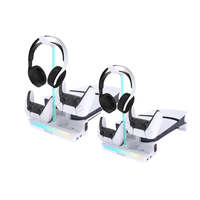 Support de rangement horizontal pour station de refroidissement et de charge PS5 Slim avec éclairage RVB et support en ABS