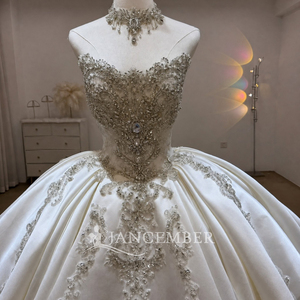 Lsjj162 Shoulder Sweetheart Crystal Beaded Floor-Length Appliques Ball Gown <b>Wedding</b> Baroque Embroidery Bridal Stock for - Product Image 4