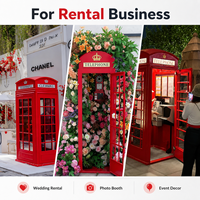 Bilik Telepon Antik London Warna Merah Besi, Buku Tamu Audio, Dekorasi Acara Pernikahan Bertema Bunga, Properti Photo Booth untuk Tempat Pesta