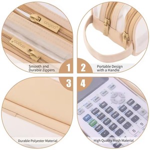 Grande trousse à crayons en maille, double couche, transparente, portable, multifonctionnelle, trousse à cosmétiques, essentiels pour étudiants et bureau - Product Image 5