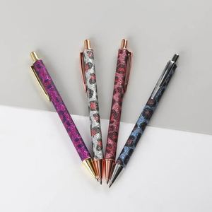 Custom Logo Luxury Hotel Promotional <b>Pen</b> Fine Color Leopard Print Flash Sequin Design Press Pu Advertising <b>Ballpoint</b> <b>Pen</b> - Product Image 3