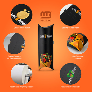 Personalizado en forma de almohada desechable para llevar pollo rollo Shawarma caja Hotdog Burrito Wrap caja pastelería Tacos caja de papel embalaje de alimentos - Product Image 4