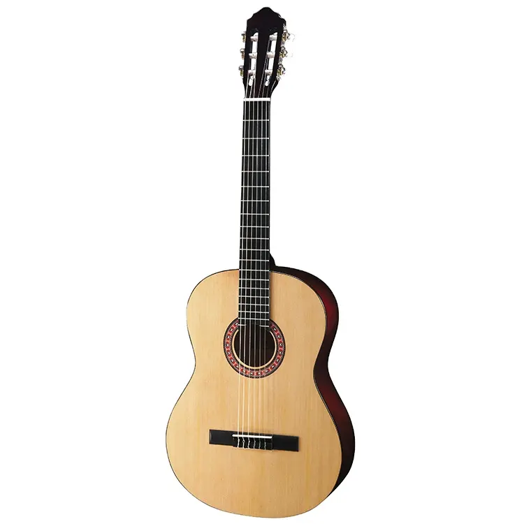 थोक OEM कस्टम 39 इंच 3/4 आकार गिटार क्लासिक उच्च-बिक्री के लिए चमक सजाना सामग्री चीनी शास्त्रीय गिटार
