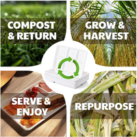 Plateau de collation plat à 5 compartiments Assiette de bagasse de canne à sucre Assiettes jetables Assiettes de bagasse naturelles blanches écologiques
