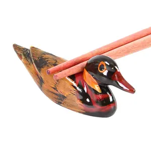 Créativité porte-baguettes de canard Mandarin en céramique mignon, support de baguettes de canard émaillé coloré