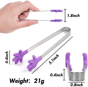 <strong>Hand</strong> Shape Silicone <strong>Tongs</strong> Mini Small Tiny Kitchen <strong>Tongs</strong> for Food Sugar Ice Salad Buffet - Product Image 3