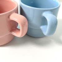 Tasse à expresso empilable mignonne en céramique de qualité alimentaire avec poignée pour expresso, latte, matcha