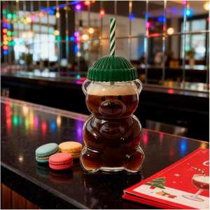 Ins estilo preço barato vidro criativo Starbuck Teddy Bear <span class=keywords><strong>Cup</strong></span> - Product Image 5