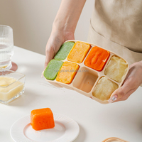 Moules pour congélateur en silicone personnalisés pour soupe et aliments Plateau à glaçons Moules à glace en silicone avec couvercle Parfait pour les boissons Congélateur Aliments pour bébés Sans BPA