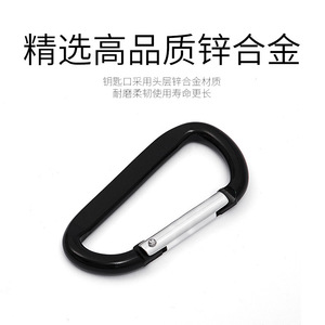 D Type Carabiner Flattened Zinc Alloy Key Ring Metal Hardware Home Use - Product Image 4