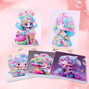 DIY 크리 에이 티브 다이아몬드 아트 수공예품 모자이크 자수 사랑스러운 소녀 어린이 인쇄 초상화 다이아몬드 그림 귀여운 만화 스타일 - Product Image 3