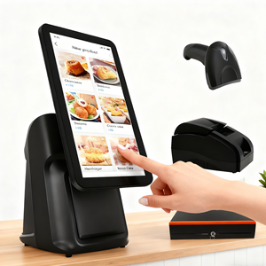 Pos bán lẻ hệ thống PC 15.6 + 13.3 inch 4 + 64GB J1900 2D QR Scanner Màn hình kép thiết bị đầu cuối máy in màn hình cảm ứng tất cả trong một POS - Product Image 1