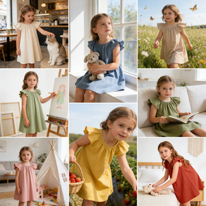 DC Mode Enfant Robe <span class=keywords><strong>Fille</strong></span> Coton 1-12A Manche Froncée A-Ligne Ruban Enfant Casual Été Vêtements Quotidien Grossiste - Product Image 2