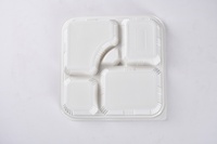 Récipient alimentaire noir à emporter biodégradable écologique Boîte à lunch à emporter jetable à 5 compartiments bento fécule de maïs