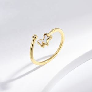 Anillos de Plata de Ley 925 al por Mayor, Anillos Pequeños y Económicos, Joyería de Moda, Anillos Abiertos Únicos con Diseño de Concha de Animal, Chapados en Oro de 14k, Anillos Lindos para Niños - Product Image 1
