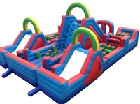 Toboggan gonflable de videur de grand toboggan commercial de combos avec le parcours d'obstacles à vendre pour des enfants