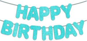 Pancarta de <span class=keywords><strong>Feliz</strong></span> Cumpleaños, Pancarta Brillante Color Turquesa, Decoraciones para Fiesta de Cumpleaños, Letrero de Fondo con Diseño Submarino, Decoraciones de Cumpleaños - Product Image 2