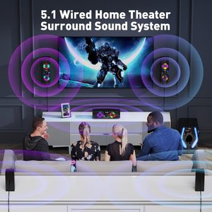 Sistema de Cine en Casa con 1200 Vatios de Potencia Máxima, Subwoofer de 10 Pulgadas, <span class=keywords><strong>Altavoces</strong></span> Estéreo con Cable 5.1/2.1, Sonido Envolvente - Product Image 4