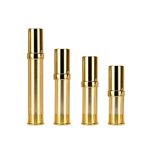 高級化粧品容器10ml 15ml 20ml 30mlプラスチックゴールドシルバーエアレスボトル、ローションポンプとミストスプレー付き