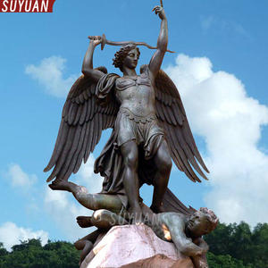 Statua in bronzo di alta qualità, a grandezza naturale, per esterni, commemorativa, religiosa, di San Michele Arcangelo e del Diavolo - Product Image 2