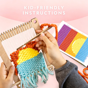 Kit de tissage artisanal en bois - Fil et 3 motifs amusants pour un tissage facile, ensemble de tissage pour enfants avec métier à <span class=keywords><strong>tisser</strong></span> - Product Image 5