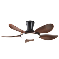 Lampe de ventilateur de plafond en bois intelligent à 5 pales droites de 42 pouces avec lumière et télécommande, ventilateur télécommandé avec lumière