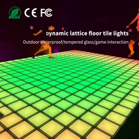 Dalles de sol LED interactives à détection de gravité pour aire de jeux à motifs, jeu d'interaction lumineuse, design carré, contrôle DMX512, RGBW, IP65
