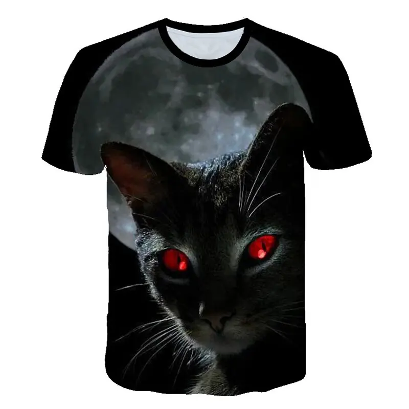 T-shirt manches courtes pour homme, haut imprimé en 3D, avec dessin animé de chat mignon, commerce extérieur européen et américain, nouvelle collection, 2022