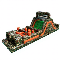 Parcours d'obstacles gonflable camouflage commercial de 36 pieds pour jardin, jeux gonflables de course et de course à pied