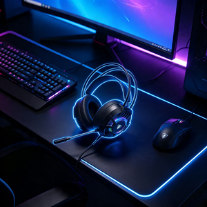 <span class=keywords><strong>Casque</strong></span> de <span class=keywords><strong>jeu</strong></span> JEDEL GH280 à double suspension, <span class=keywords><strong>avec</strong></span> éclairage RGB, son surround <span class=keywords><strong>virtuel</strong></span> 7.1, <span class=keywords><strong>casque</strong></span> de <span class=keywords><strong>jeu</strong></span> supra-auriculaire pour PC, <span class=keywords><strong>PS4</strong></span>, PS5 - Product Image 2